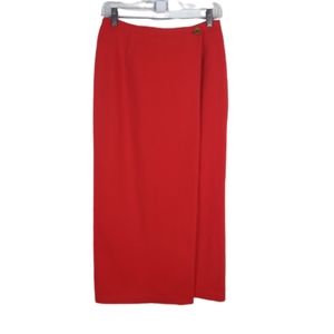 Ralph Lauren Country 100% Wool Wrap Skirt Solid Red